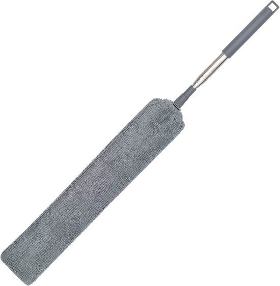 Opgewaardeerde Bol Verbeterd schoonmaakgereedschap voor onder apparaten, microvezel kierenzuiger, dunne, platte stofzuiger met uitschuifbare steel, 66-139 cm, Lichtgrijs