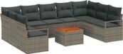 vidaXL Banc de jardin 10 pièces gris polyrotin