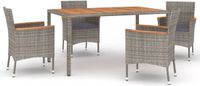 vidaXL 5-delige tuinset met kussens poly rotan grijs