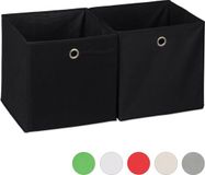 Relaxdays Opbergbox, set van 2, zwart, 30 x 30 x 30 cm