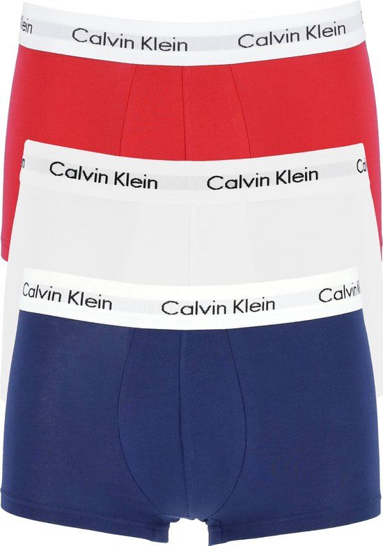 Calvin Klein 3-Pack Low Rise Trunk Boxershorts - Men - White/Red/Navy - Size M
