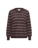 KAFFE CURVE KAFFE Vrouwentrui Signa Lange Mouw Katoen Fudge Mengeling/Beige Streep L