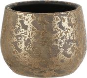 Mica Decorations Set van 4x keramiek aardewerk bloempot - 13 x 16.5 cm - flakes goud