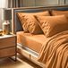 Premium Ranforce Super King Hoeslaken (180 x 200 + 30 cm), 100% katoen, 155 draadtelling, machinewasbaar op 30 °C, levendig oranje voor luxe comfort