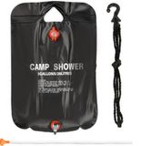 Relaxdays camping douche - 20 liter - solar - om op te hangen - opvouwbaar - met handsproeier - zwart