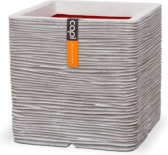 Capi Europe Nature pot vierkant rib NL 30 x 30 x 30 ivoor