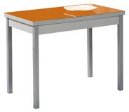 Table à manger extensible en métal et verre orange, 90 x 50 cm, 4 personnes