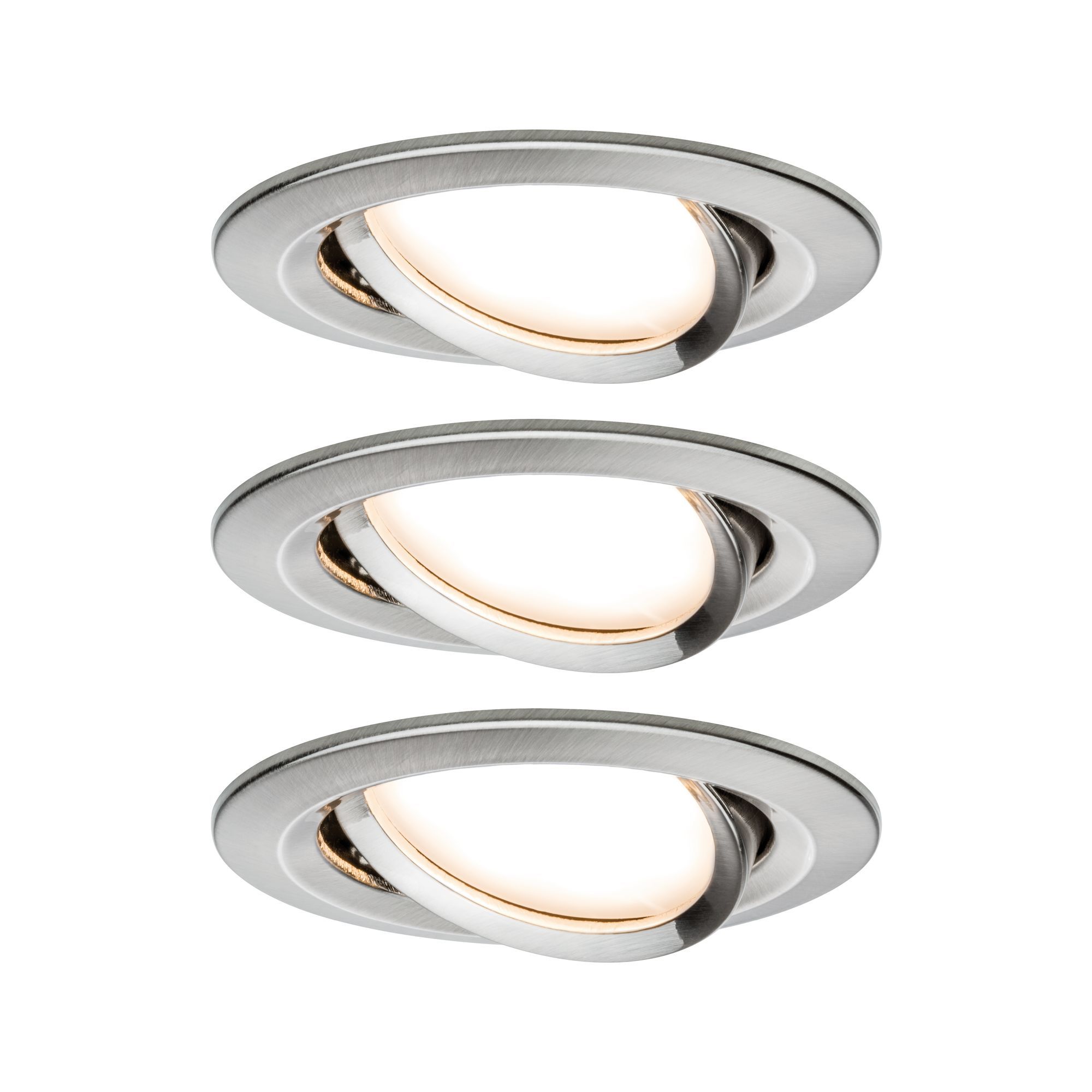 Paulmann Nova Plus LED Inbouwspot Set van 3 - 460 Lumen - Warm Wit - Dimbare - Geborsteld Staal