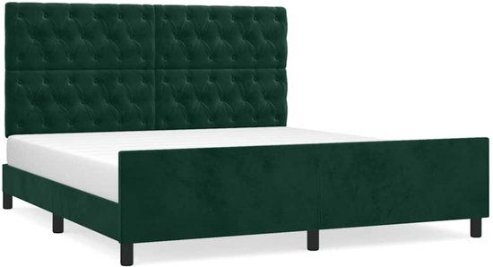 vidaXL Bedframe zonder matras 160x200 cm fluweel donkergroen