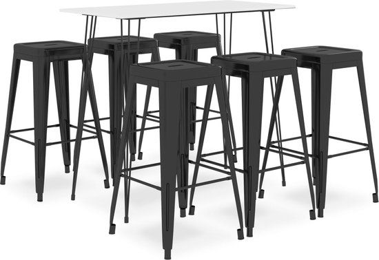 vidaXL 7-delige Barset wit en zwart