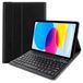 Cool Beschermhoes voor iPad (2022/2024) 10,9 inch (10 gen.) Bluetooth-toetsenbord, kunstleer, zwart