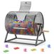 VEVOR Tombola trommel, 410 x Ø 302 mm, trommel met capaciteit van 5000 losse of 200 lotereballen, winnspeeltrommel met zwengel en driehoekige standaard, voor evenementen en feesten, zwart