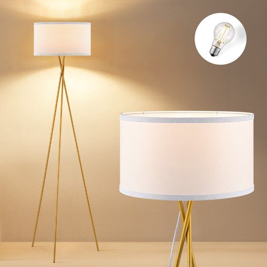 Home Sweet Home Moderne Vloerlamp - Wit Metaal - 138 cm - E27 Fitting - Inclusief 4W LED Lichtbron