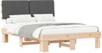 vidaXL Bedframe met gestoffeerd hoofdeinde, donkergrijs, 135 x 190 cm
