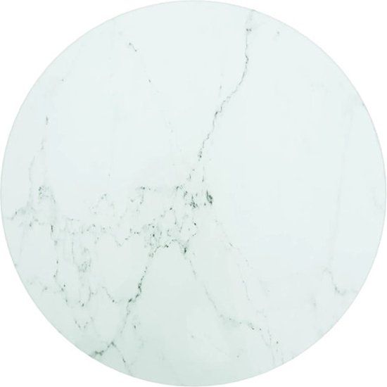 vidaXL Tafelblad - Ø30x0,8 cm - Gehard Glas - Marmerdesign - Wit