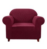 subrtex 1 x elastische polyester bankovertrek, stoelhoes voor thuisbank (1-zits, bordeaux)