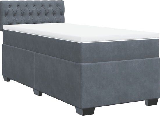 vidaXL Boxspring met matras fluweel donkergrijs 100x200 cm