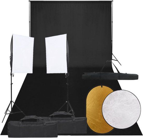 vidaXL Fotostudioset met verlichtingsset, achtergrond en reflector