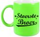Bellatio Decorations Stoerste broer mok - neon groen - familie cadeau mok / beker - 330 ml - verjaardag / geslaagd cadeau