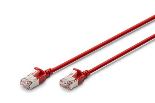 DIGITUS LAN-kabel Cat 6A - 3m - Slim versie AWG 32/7-10 Gbit/s - RJ45 Netwerkkabel - F/FTP - PoE+ - LSZH - Compatibel met Cat-7, Cat-6, Cat-5e - Rood