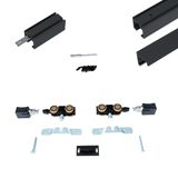 Argenta Xperta set 6m rail - Zwart - wand z. vloerpl. - Enkele deur - Deurdikte 50-55mm - opbouw