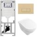 Villeroy & Boch O.novo Toiletset Geberit inbouwreservoir - diepspoel wandcloset - softclose bedieningsplaat beige rechthoekige knoppen - wit