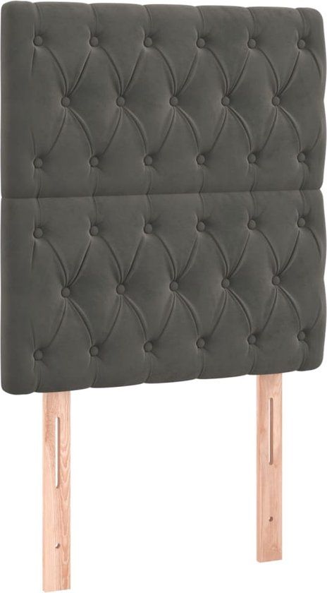 vidaXL Hoofdbord Donkergrijs Fluweel 80x7x118/128 cm