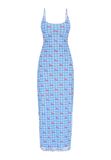myMo Jurk Blauw Veelkleurig Geruit Mouwloos Lang Polyester
