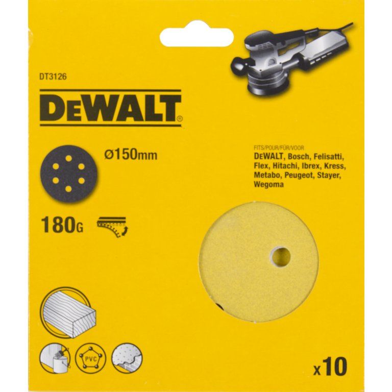 DeWalt DT3126 Schuurschijf - K180 - 150mm (10 stuks)