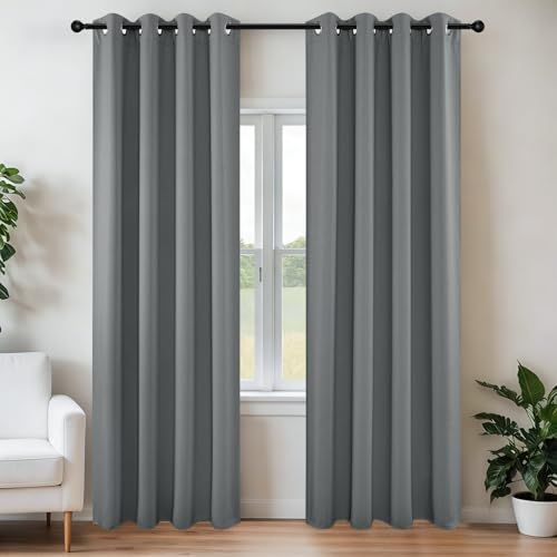Joydeco Verduisterende gordijnen 183 cm lengte 2 panelen set, thermisch geïsoleerde lange gordijnen 2 burg, kamer verduisterende doorvoergordijnen voor woonkamer slaapkamer raam