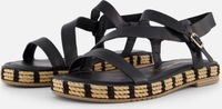 Tamaris Rafia Sandalen zwart Leer - Dames - Maat 37