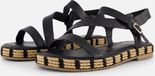 Tamaris Rafia Sandalen zwart Leer - Dames - Maat 37
