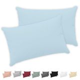 Twinzen® Kussensloop 40x60 (Set van 2) - 100% Katoen Jersey 150 GSM - Blauw