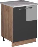 Vicco Wastafelkast Fame-Line, Antraciet Hoogglans/Goudkleurig Eiken, 60 cm