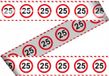 Folat Markeerlint 25 jaar - 3x stuks - 15 meter - stopbord - afzetlint - leeftijd/jubileum versiering - feestartikelen