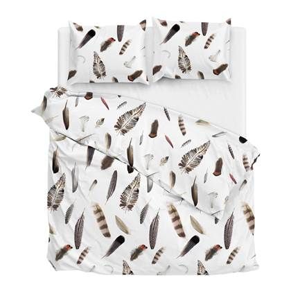 Zo!Home Home Chester Dekbedovertrek 200 x 200/220 cm - Wit/Bruin