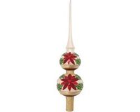 Bellatio Decorations Krebs piek met kerstster - goudkleurig - glas - 30 cm