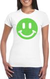 Bellatio Decorations Verkleed shirt dames - Smile / Emoticon - wit - carnaval/foute party - feestkleding XL