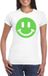 Bellatio Decorations Verkleed shirt dames - Smile / Emoticon - wit - carnaval/foute party - feestkleding XL