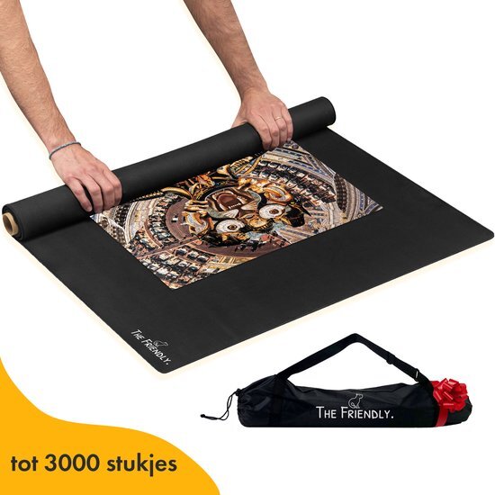 The Friendly. The Friendly Puzzelmat 3000 Stukjes voor Legpuzzel – XXL Puzzelrol – Puzzel opbergsysteem – Puzzelplaat - Portapuzzle de Luxe Puzzelmap - Puzzel Rolmat 3000 stukjes – 90x140cm