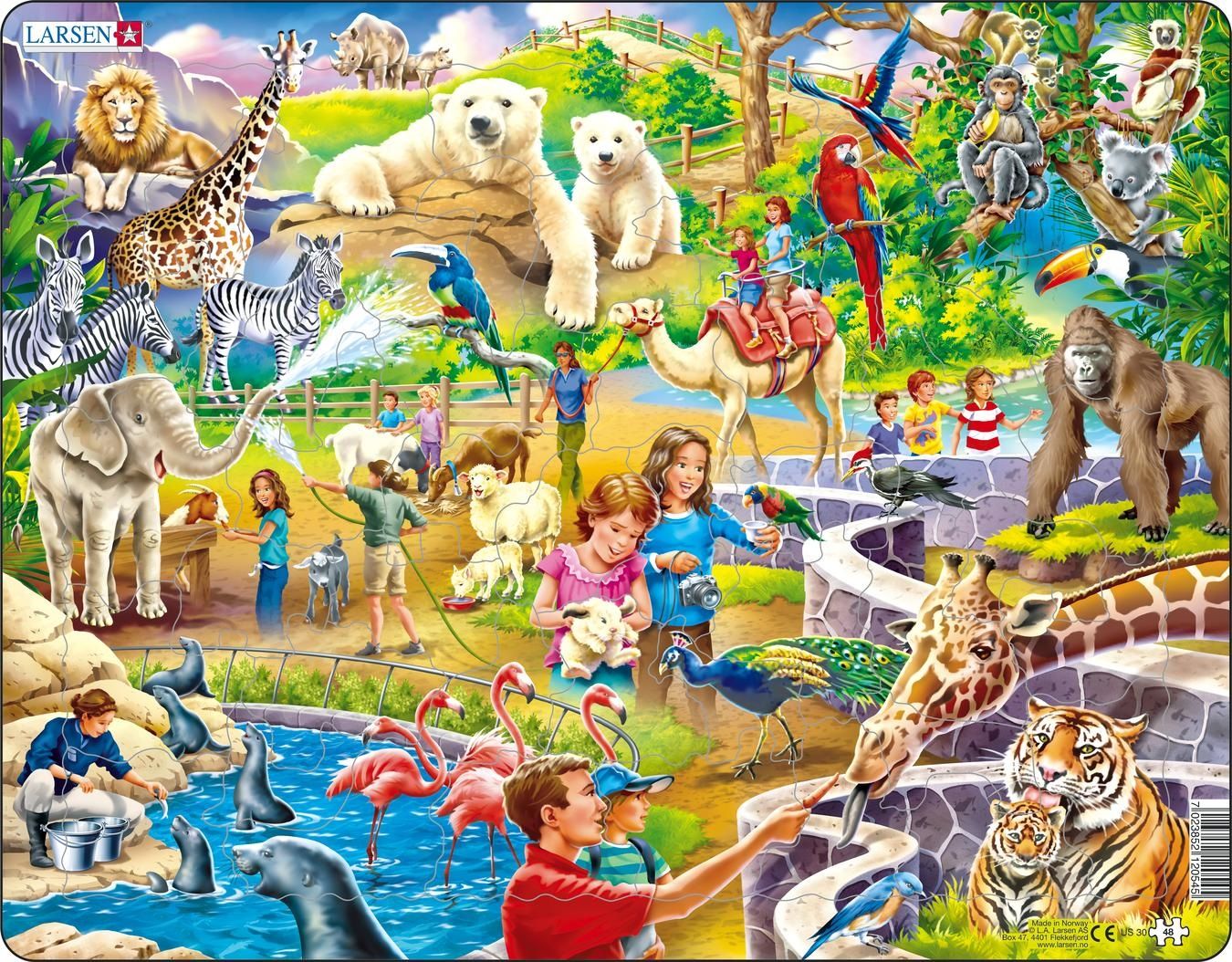 Larsen Maxi Dieren In de dierentuin 48 stukjes Puzzel - Meerkleurig