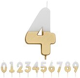 Gold Number 3 Cake Candle - White & Gold - Premium Quality