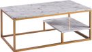 Teamson Home Marmo Salontafel - Nep Marmeren/Messing - 40.25 x 20 x 16 (Inch)