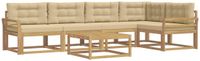 vidaXL - Hoekbank set - 5 zitplekken - Wit en Beige - Polyester