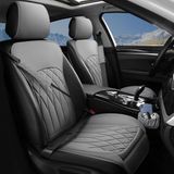 2 stuks lederen autostoelhoezen voor voorstoelen, universele zijloze autostoelbeschermers met opbergzak en gordelpads, waterdichte autostoelhoes autostoelhoezen voor auto's, vrachtwagens, SUV's