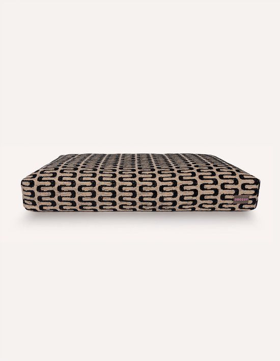 Dogguo Retro Wave Bed - 85x55x15 cm Beige Zwart M
