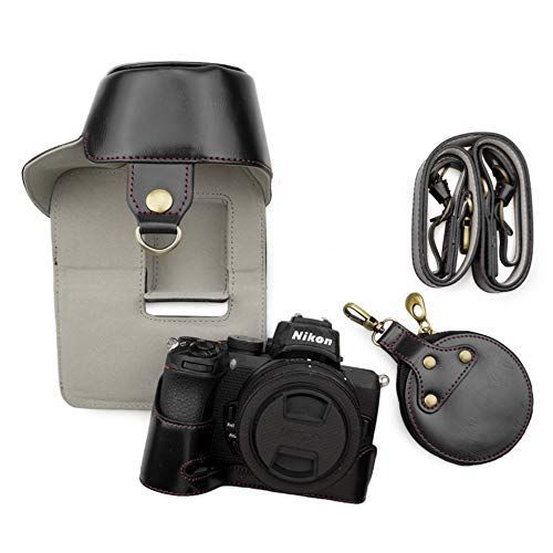 kinokoo Nikon Z50 Case, Camera Tas PU Lederen Case voor Nikon Z50 Camera met Z DX 16-50mm f/3.5-6.3 VR Lens, Beschermende Case Carring Bag voor Z50 (zwart)