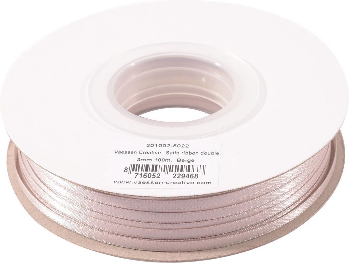 Vaessen Creative Satijnlint 3mmx100m Beige - Beige