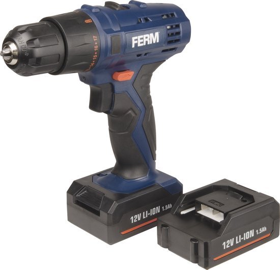 Ferm Cordless Li-Ion Drill 12V 1.5Ah - 2 batteries