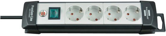 Brennenstuhl Premium-Line Stekkerdoos - 4-voudig - Zwart/Lichtgrijs - 5m